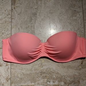 Light coral padded bandeau swim top